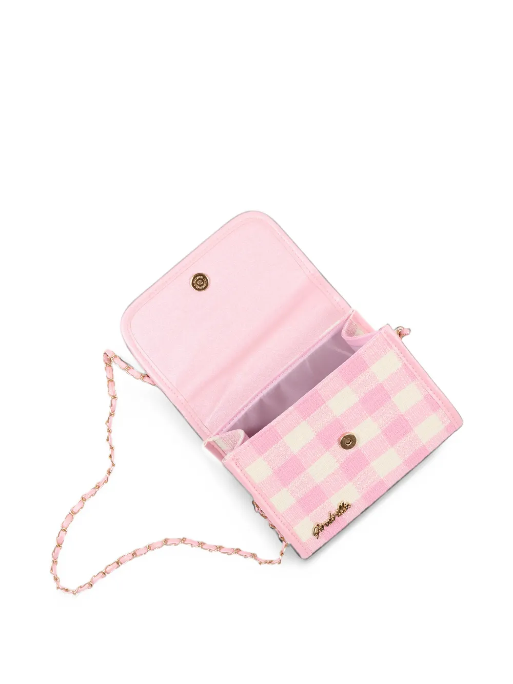 Girabrilla sequin-embellished gingham shoulder bag Roze