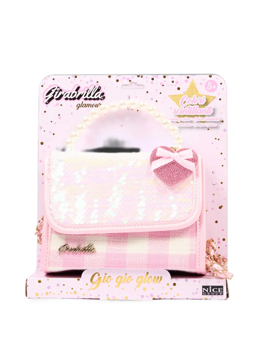 Girabrilla sequin-embellished gingham shoulder bag Roze