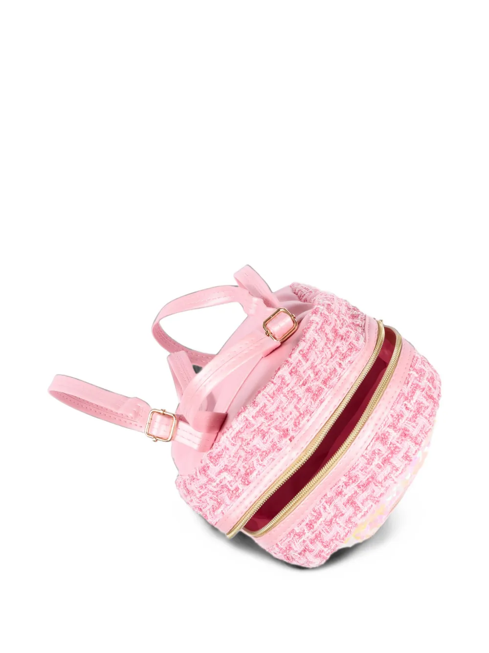 Girabrilla sequin-embellished tweed backpack Roze