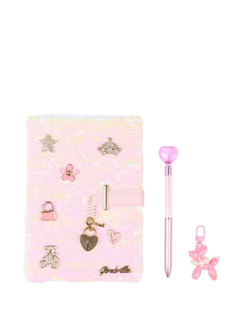 Girabrilla sequin-embellished diary and accessories (set of three)