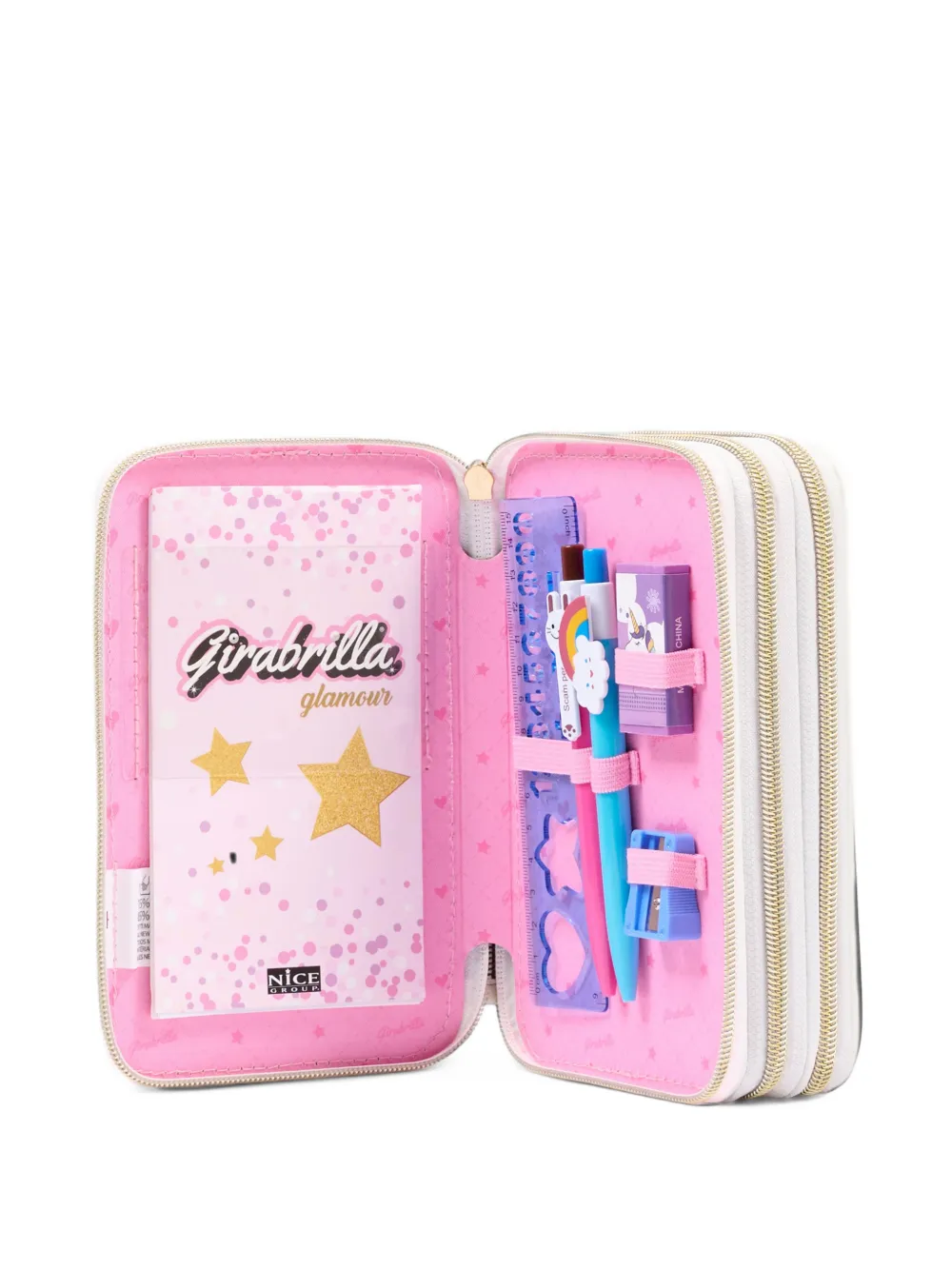 Girabrilla heart-patch sequin-embellished pencil case Wit