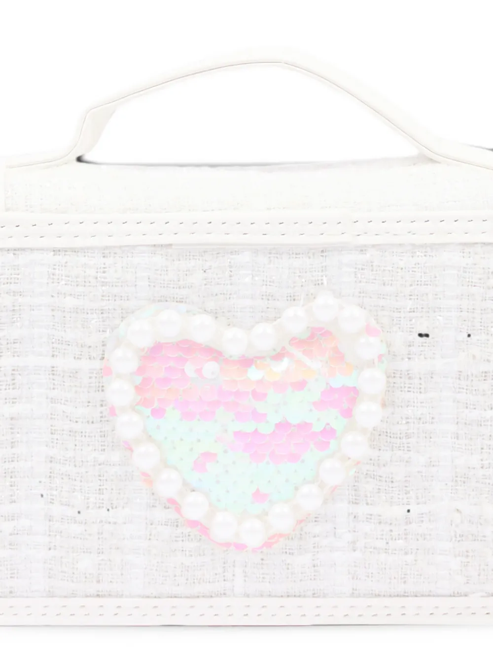 Girabrilla heart-patch sequin-embellished pencil case Wit