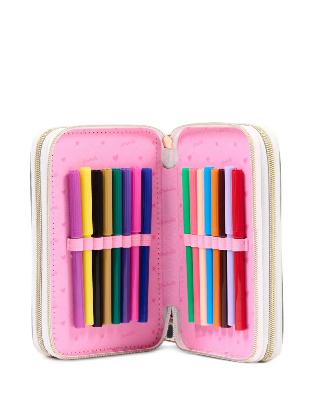 Girabrilla heart-patch sequin-embellished pencil case Wit