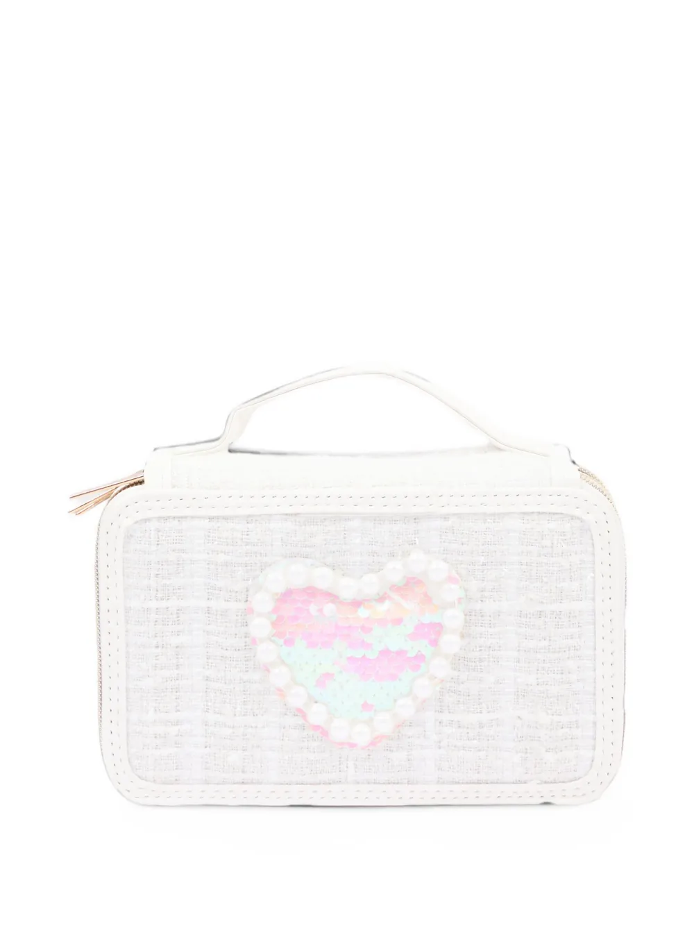 Girabrilla heart-patch sequin-embellished pencil case Wit
