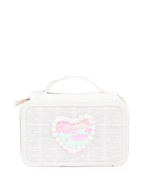 Girabrilla heart-patch sequin-embellished pencil case