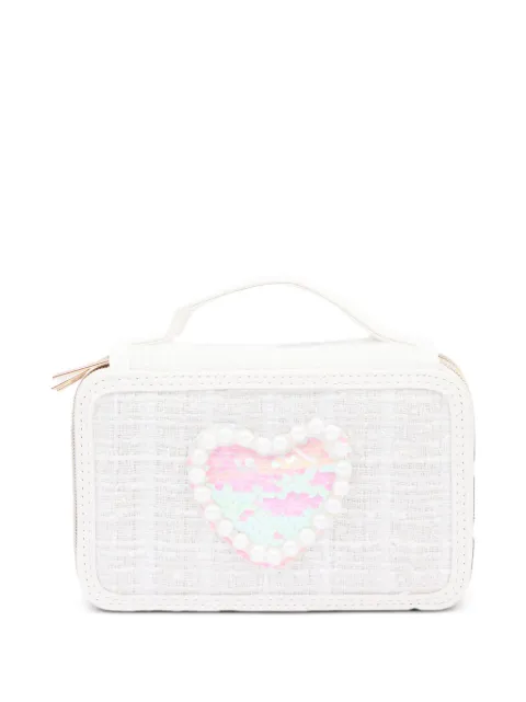 Girabrilla heart-patch sequin-embellished pencil case