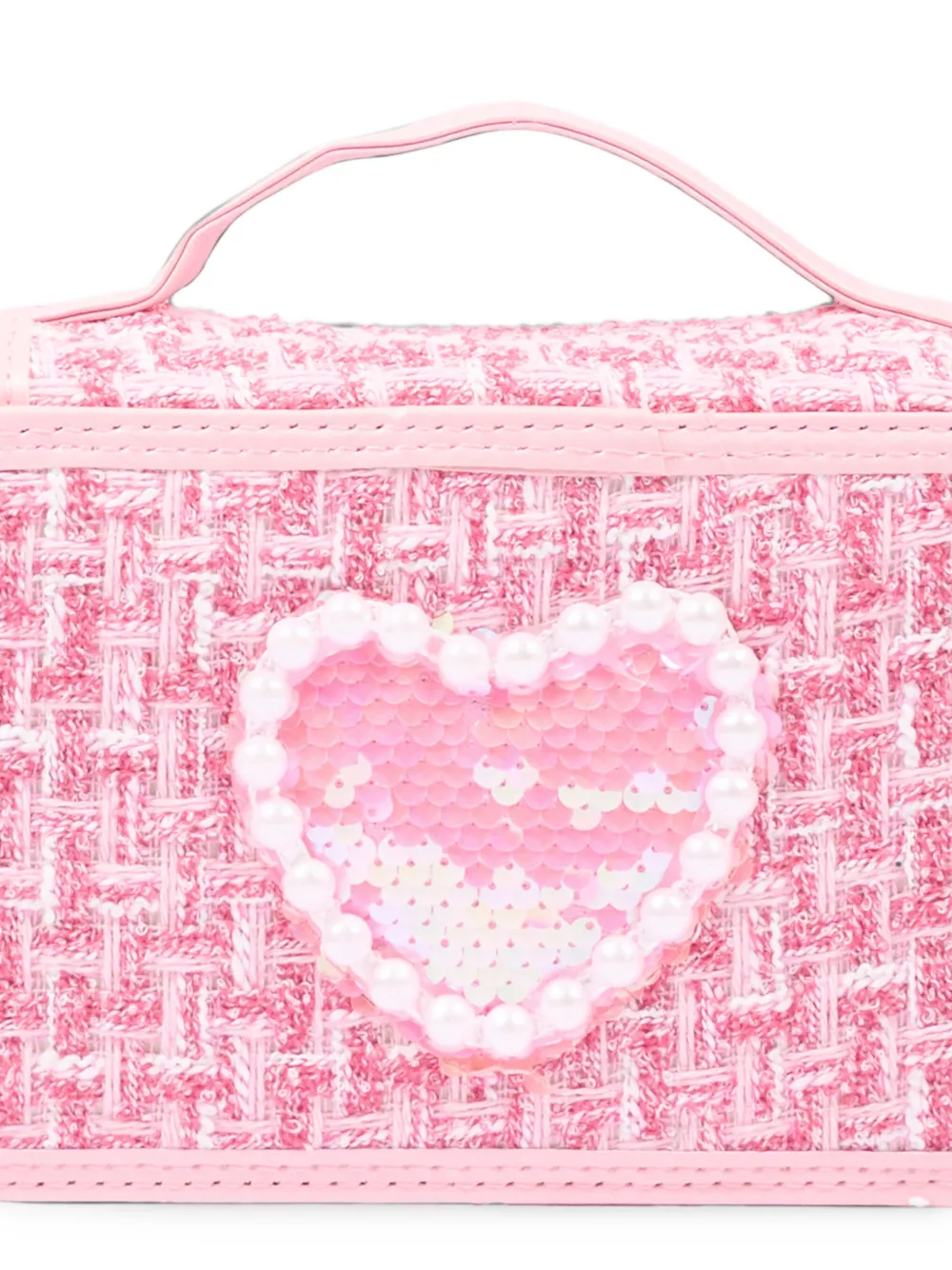 Girabrilla sequin-embellished tweed pencil case Roze