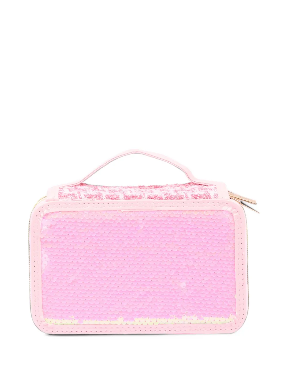 Girabrilla sequin-embellished tweed pencil case Roze