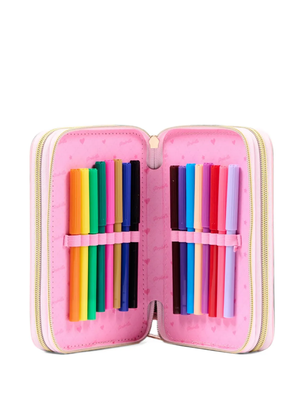 Girabrilla sequin-embellished tweed pencil case Roze