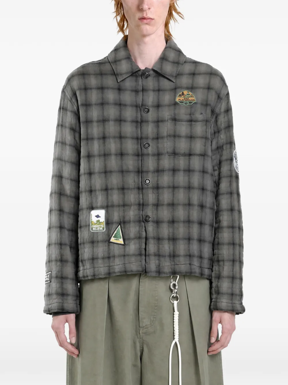 Song For The Mute check-pattern patch-detail jacket - Grigio