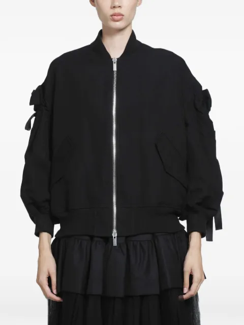 Noir Kei Ninomiya bow-detail gathered bomber jacket