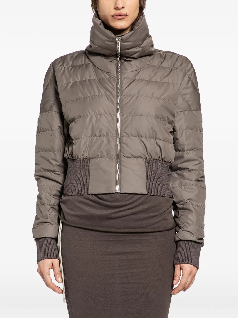 Rick Owens x Moncler quilted cropped jacket - Braun