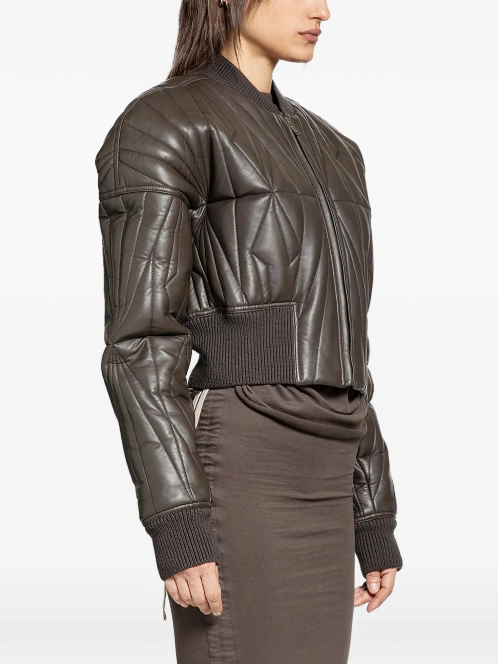 Rick Owens Geocamo quilted leather jacket Bruin