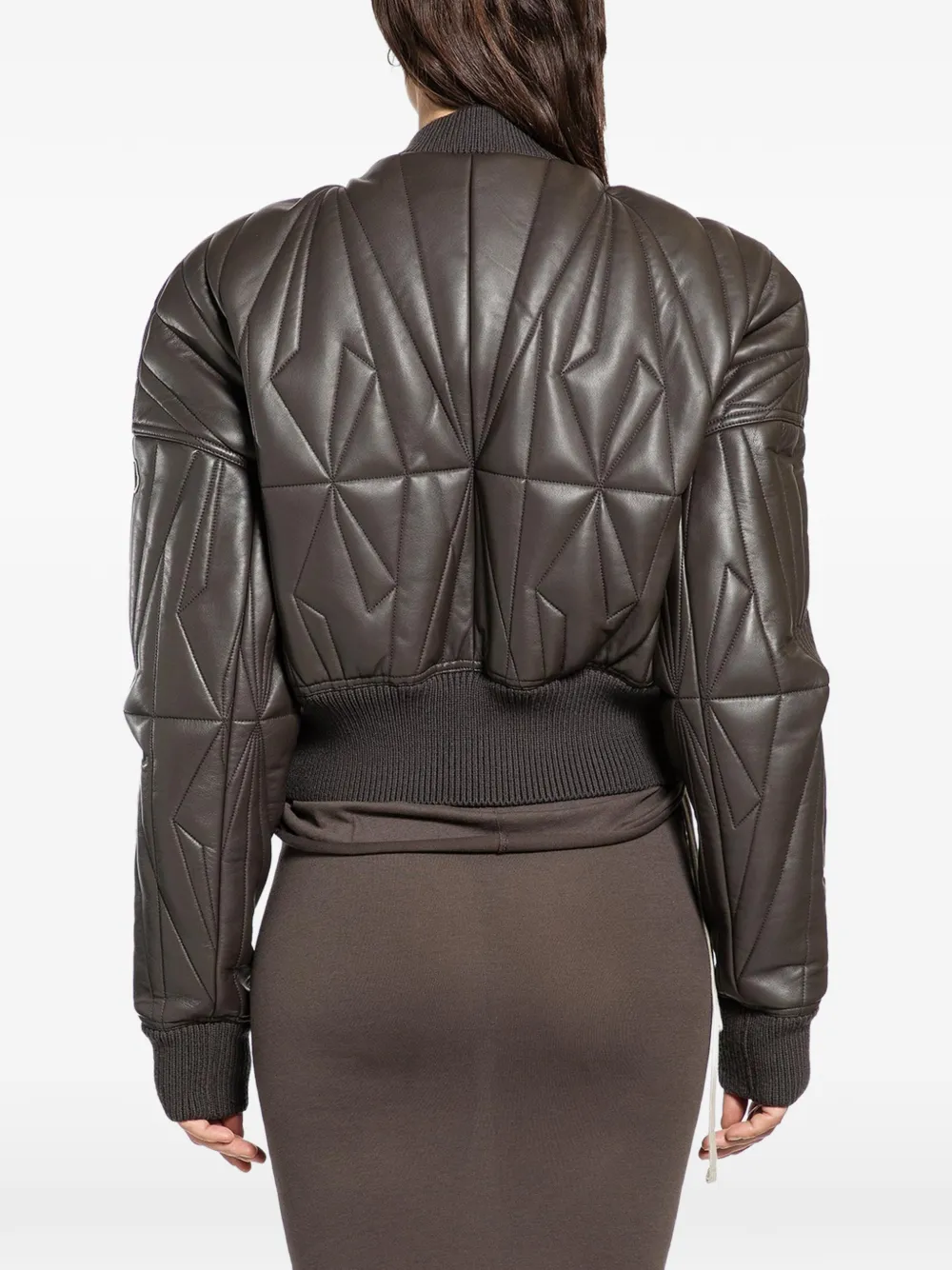 Rick Owens Geocamo quilted leather jacket Bruin