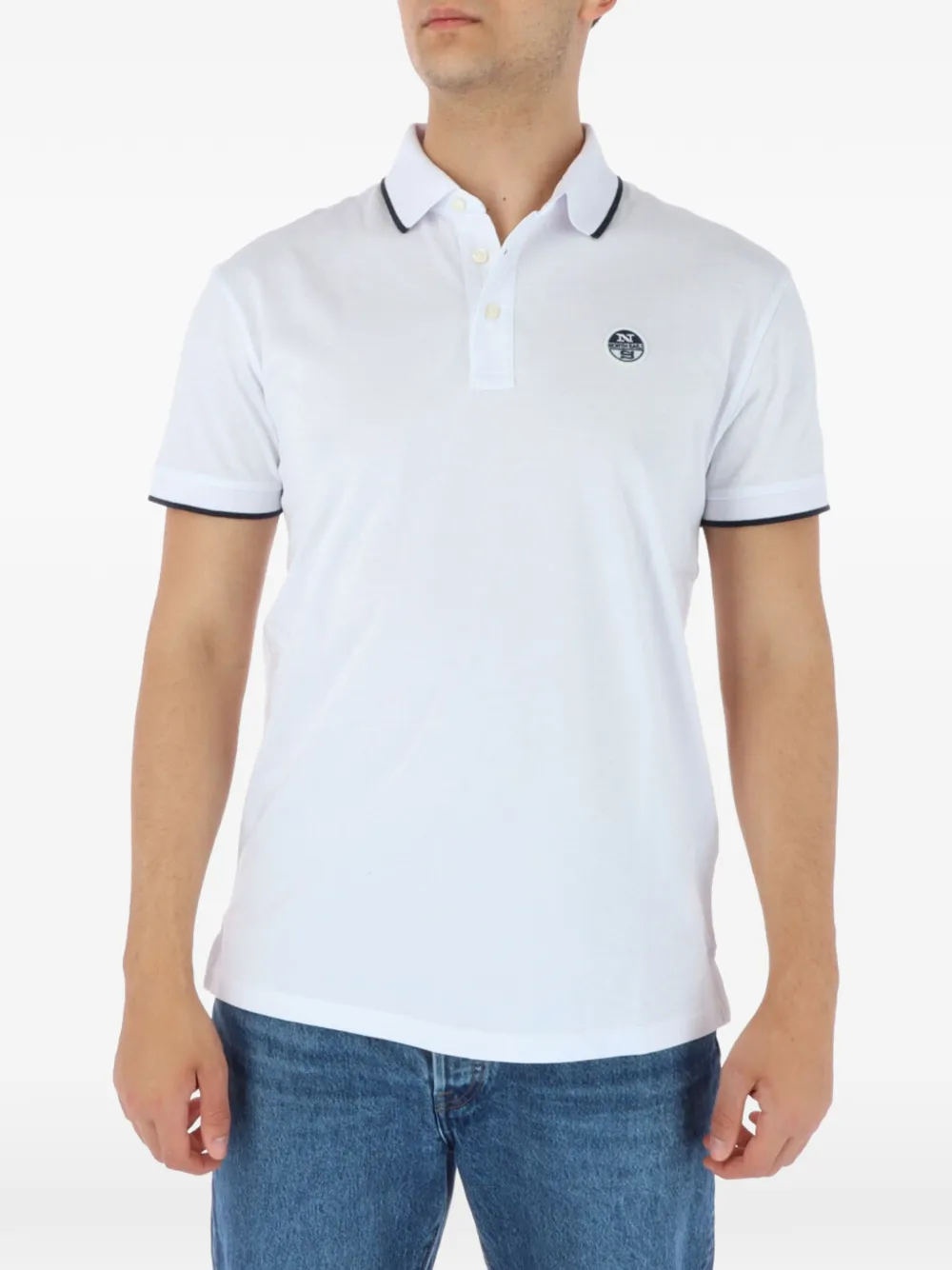North Sails logo-patch short-sleeve polo shirt Wit
