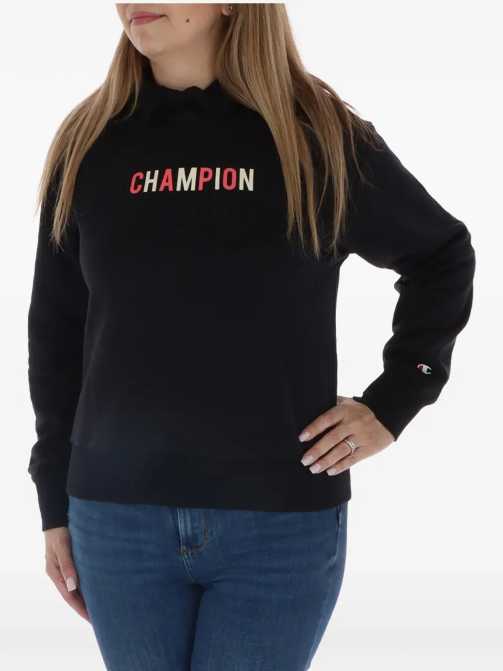 Champion Reverse Weave logo-print hoodie Zwart