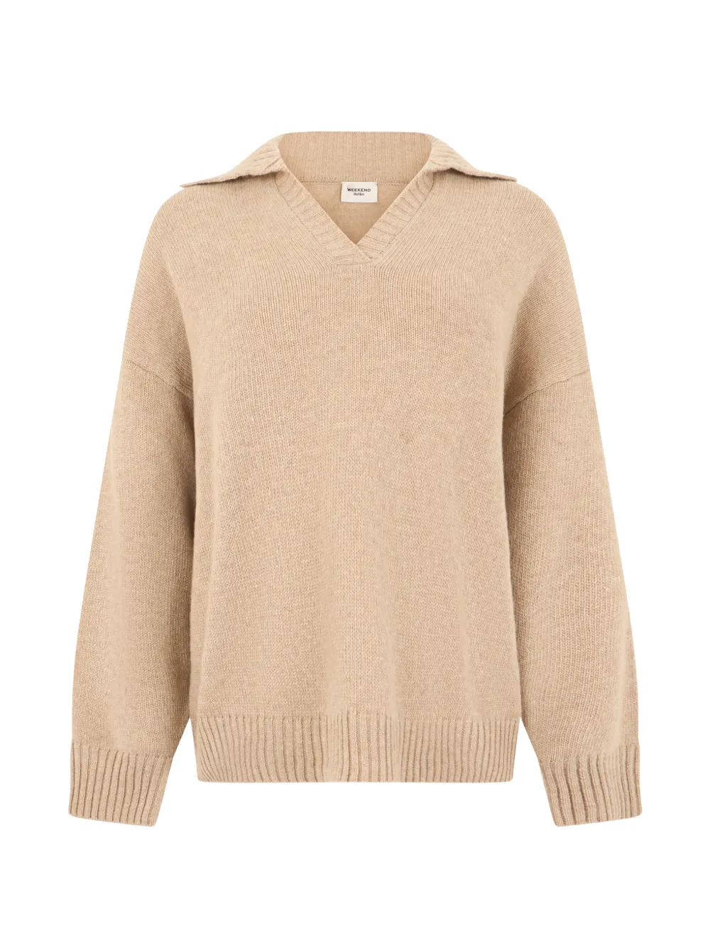 Weekend Max Mara spread-collar virgin-wool sweater - Nude