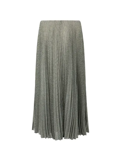Vince houndstooth-print pleated midi skirt