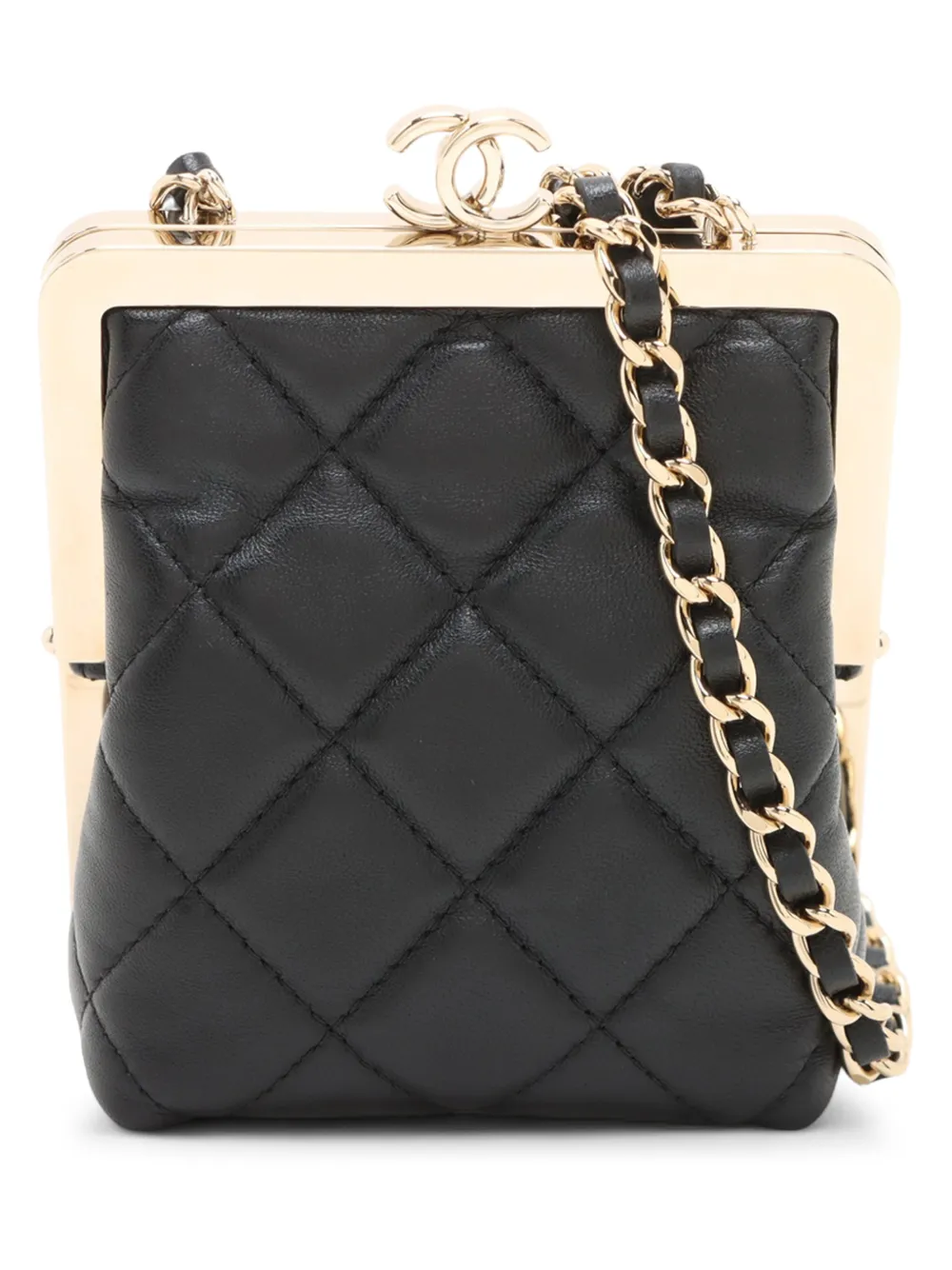 CHANEL Pre-Owned 2021 CC Quilted Acrylic and Lambskin Evening Clutch With Chain crossbody bag - Black