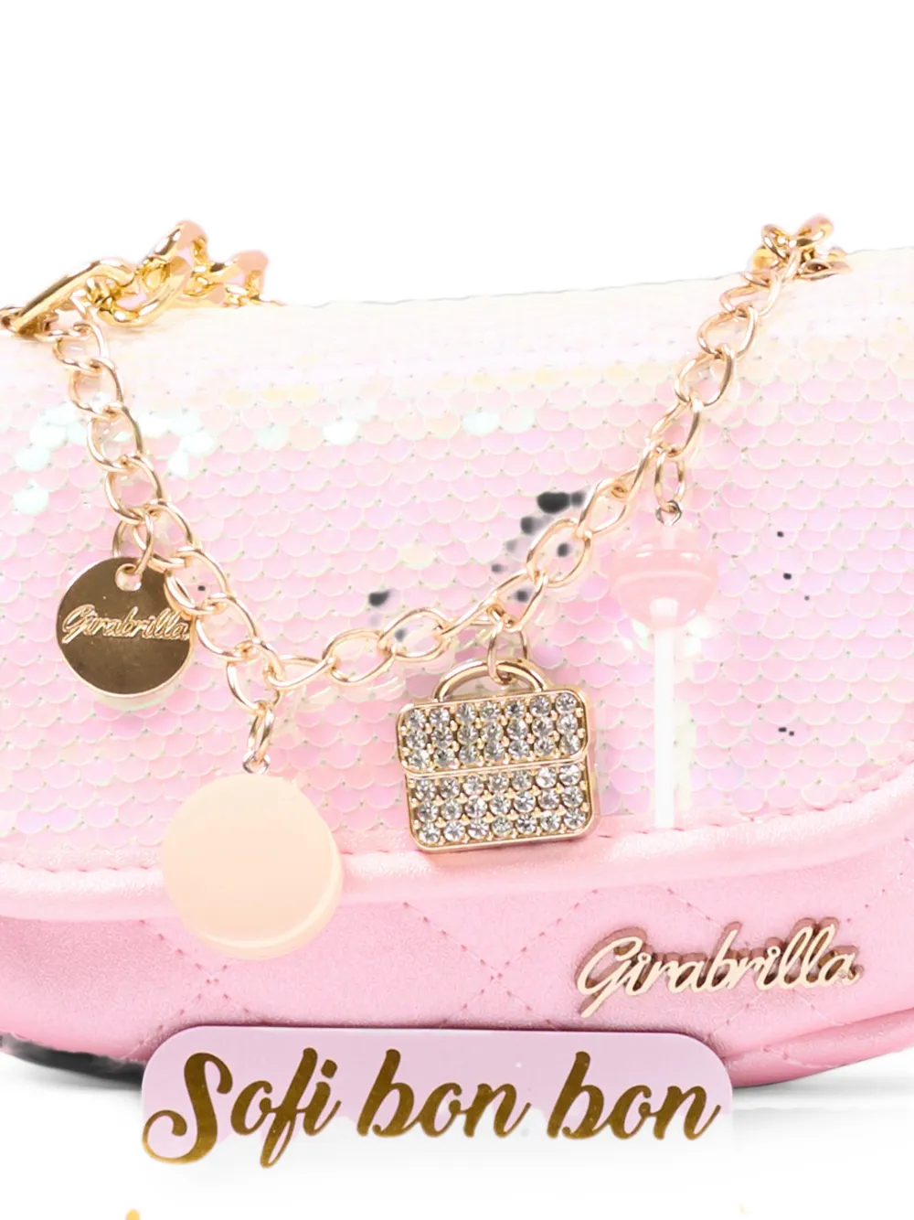 Girabrilla sequin-embellished quilted shoulder bag Roze