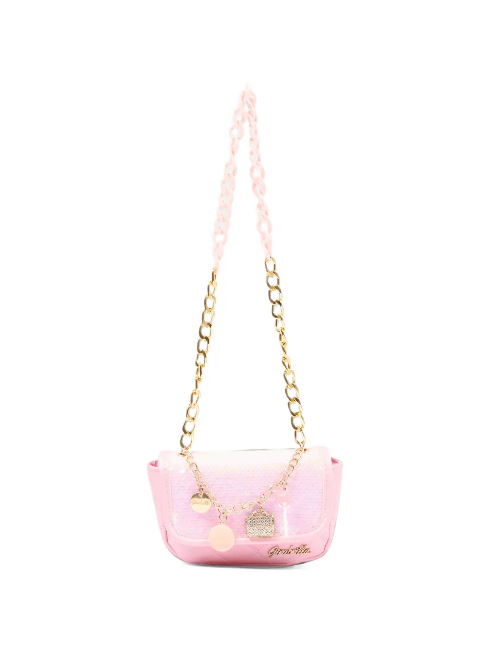 Girabrilla sequin-embellished quilted shoulder bag Roze