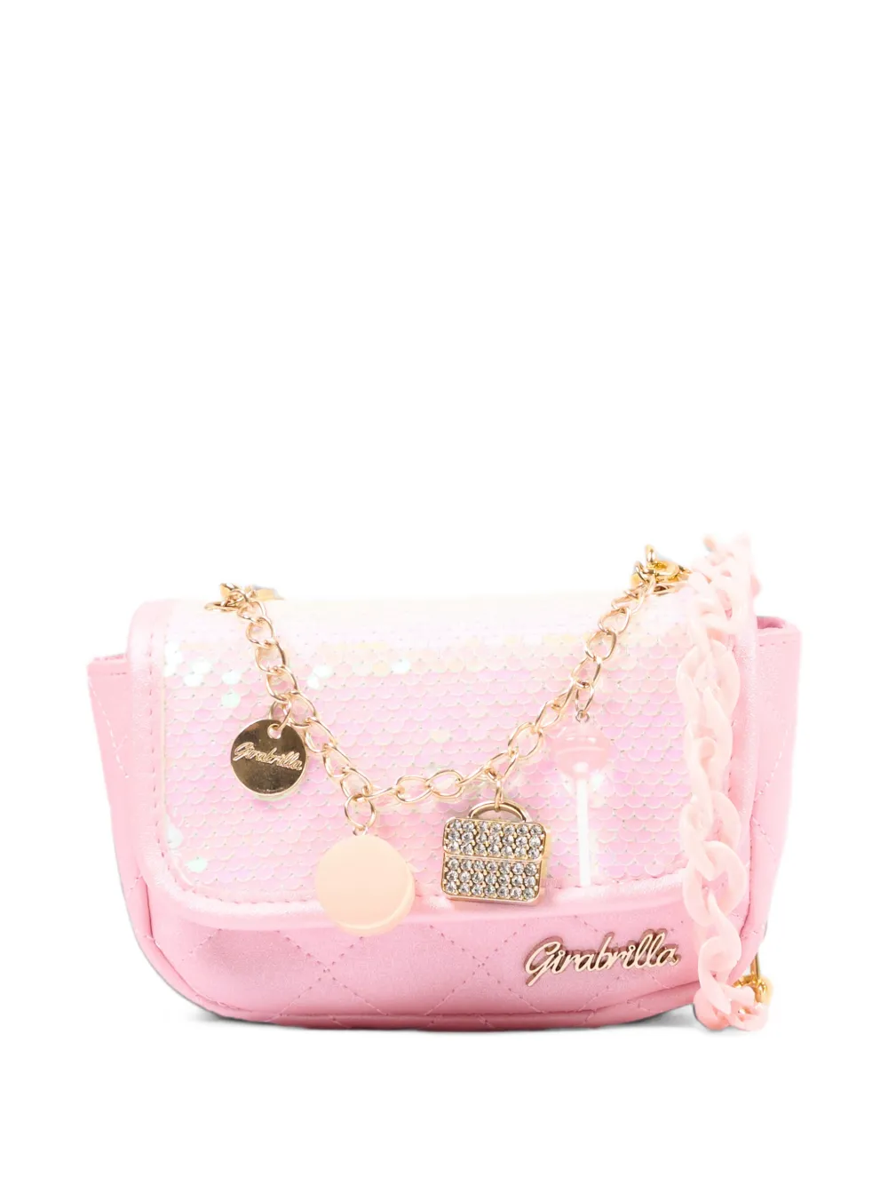 Girabrilla sequin-embellished quilted shoulder bag Roze