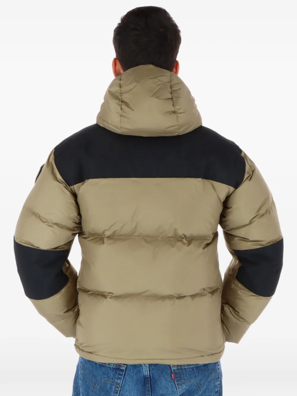 Blauer colour-block hooded puffer jacket Beige