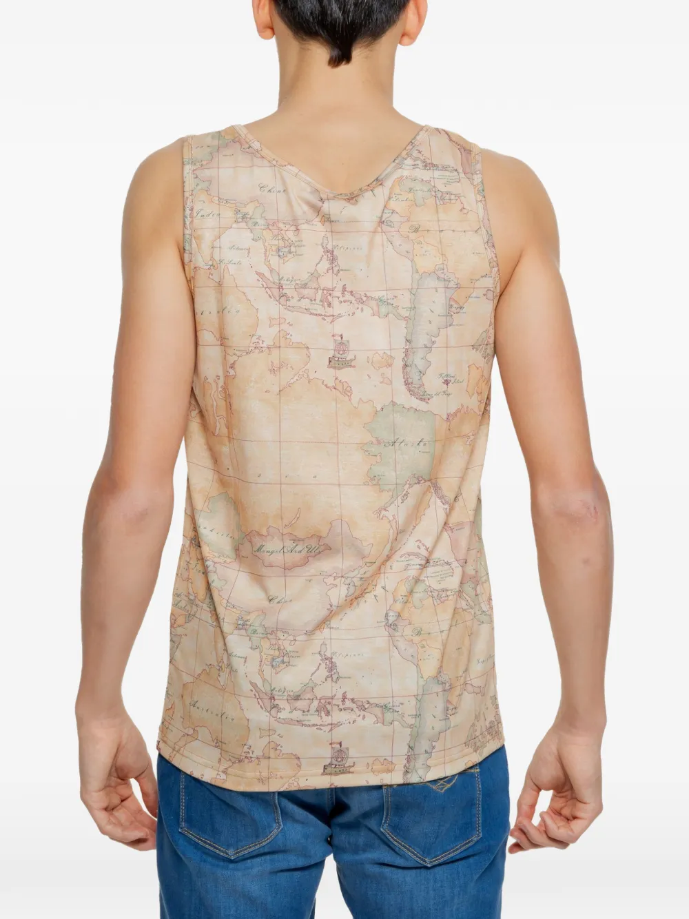 ALVIERO MARTINI 1° CLASSE map-print tank top Beige