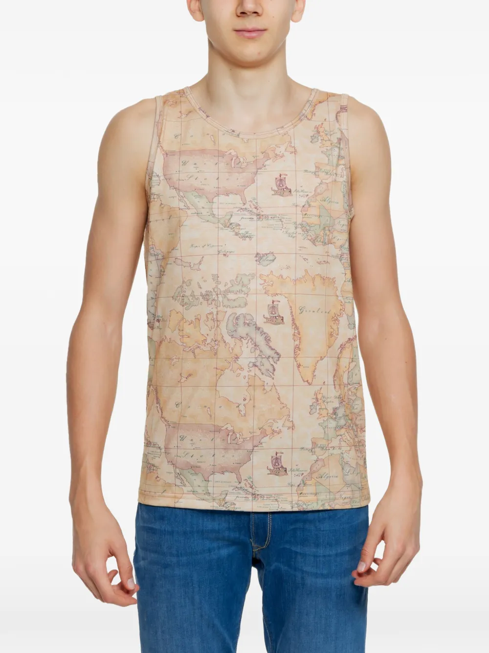 ALVIERO MARTINI 1° CLASSE map-print tank top - Tons neutres ALVIERO MARTINI 1° CLASSE map-print tank top - Tons neutres