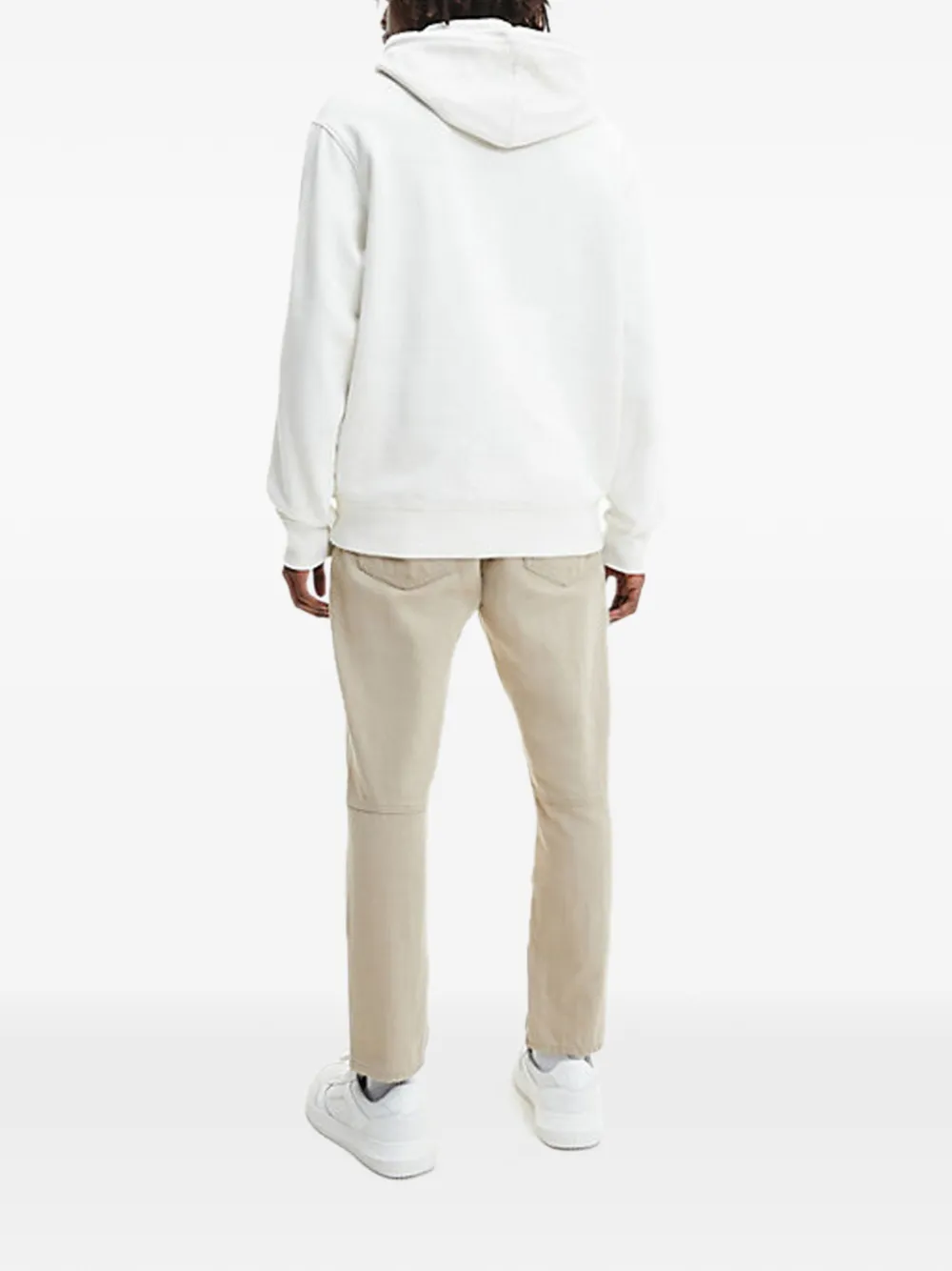 Calvin Klein Jeans logo-print relaxed-fit hoodie Wit