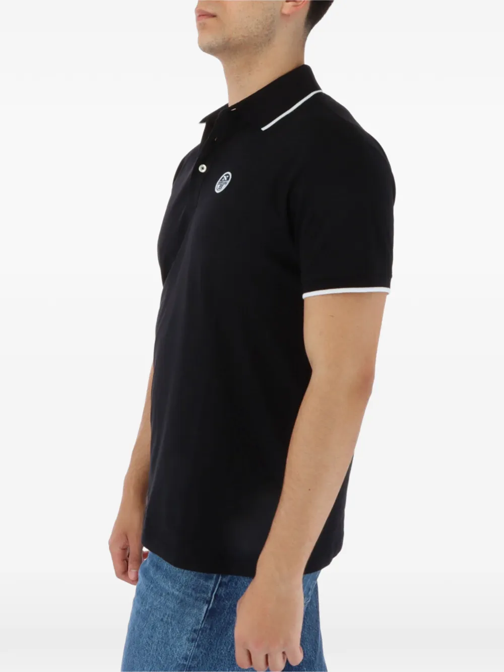 North Sails tipped-collar logo-patch polo shirt Zwart