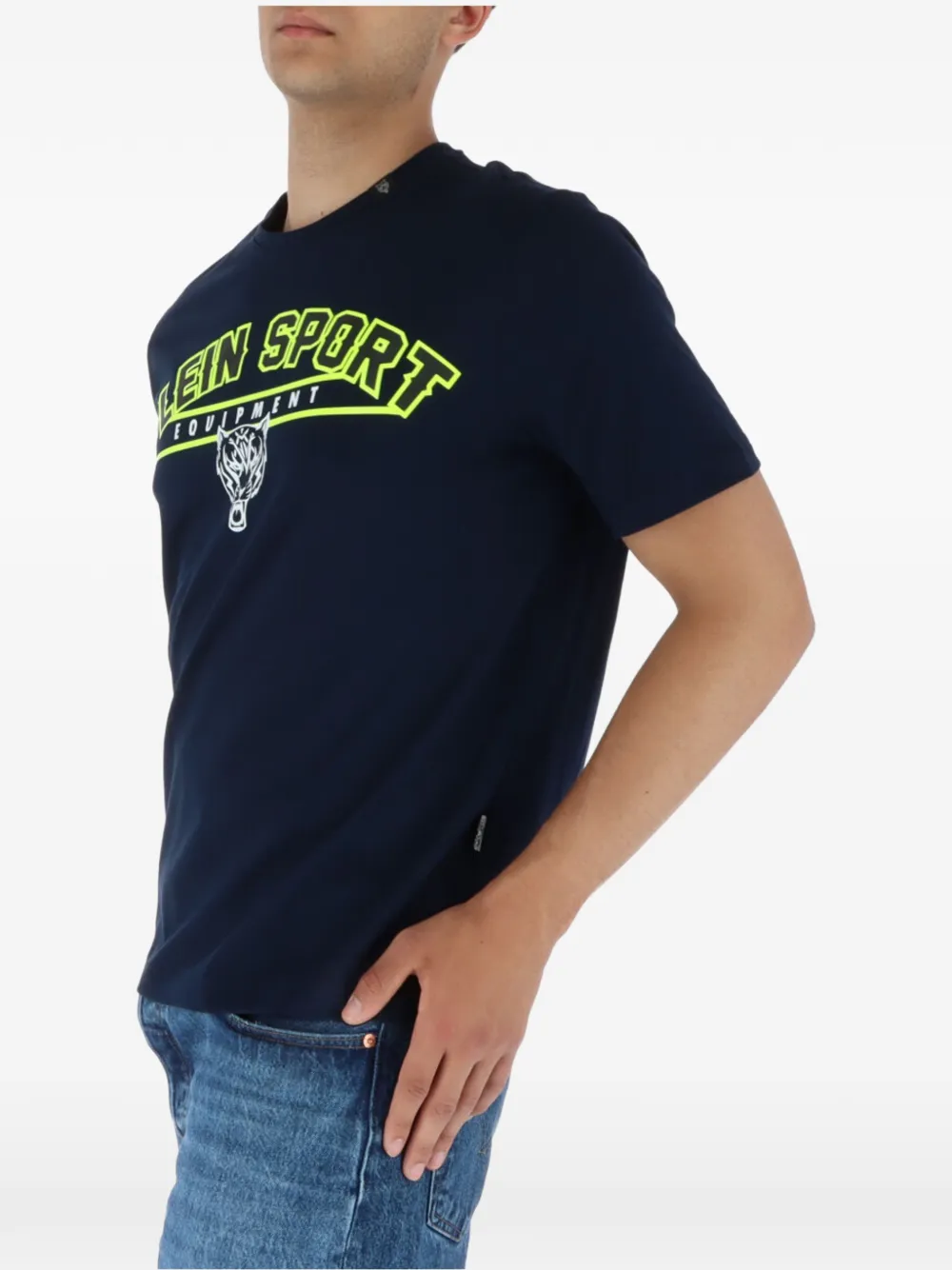 Plein Sport tiger-head logo-print T-shirt Blauw