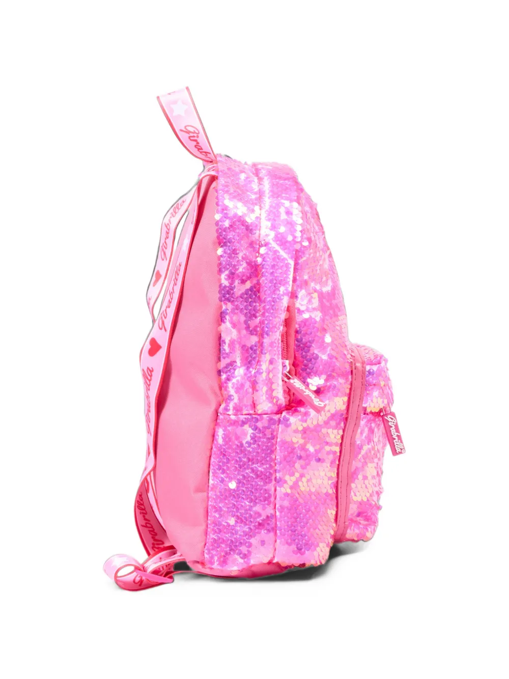 Girabrilla sequin-embellished heart-patch backpack Roze