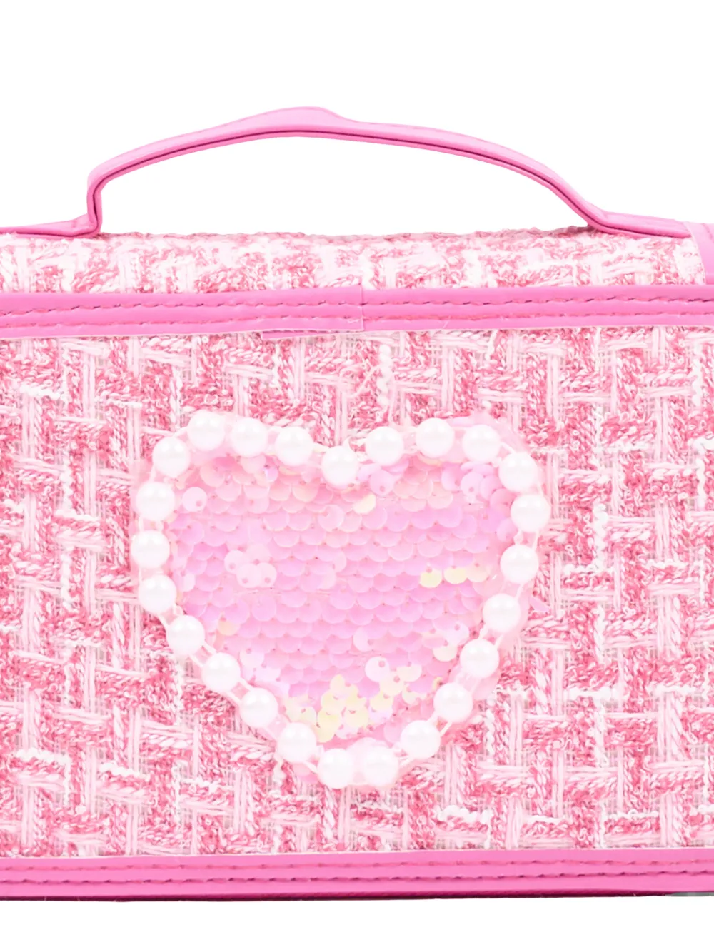 Girabrilla heart-motif tweed-effect pencil case Roze