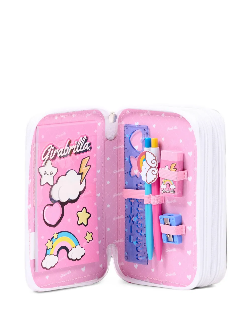 Girabrilla sequin-embellished heart-motif pencil case Roze