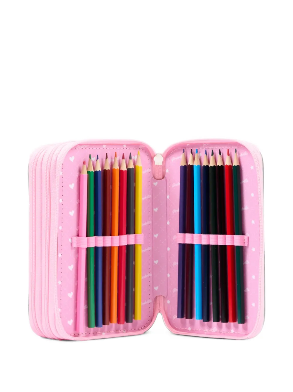 Girabrilla sequin-embellished rainbow-patch pencil case Goud