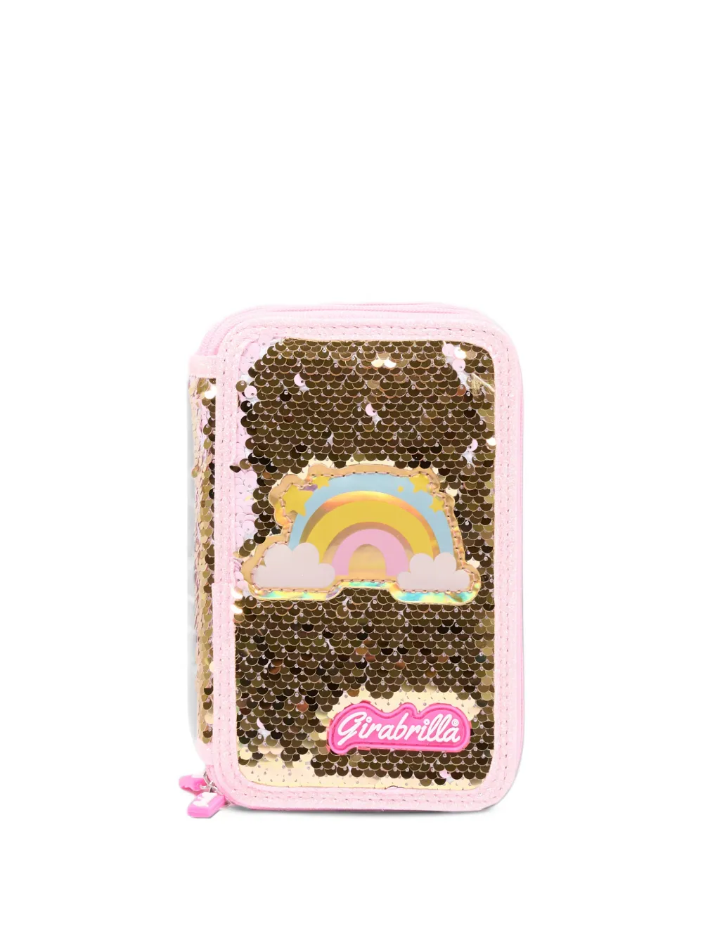 Girabrilla sequin-embellished rainbow-patch pencil case - Oro