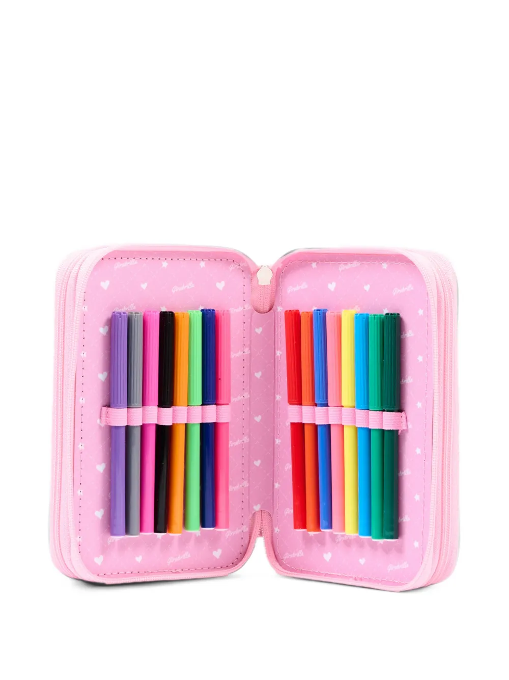 Girabrilla sequin-embellished rainbow-patch pencil case Goud