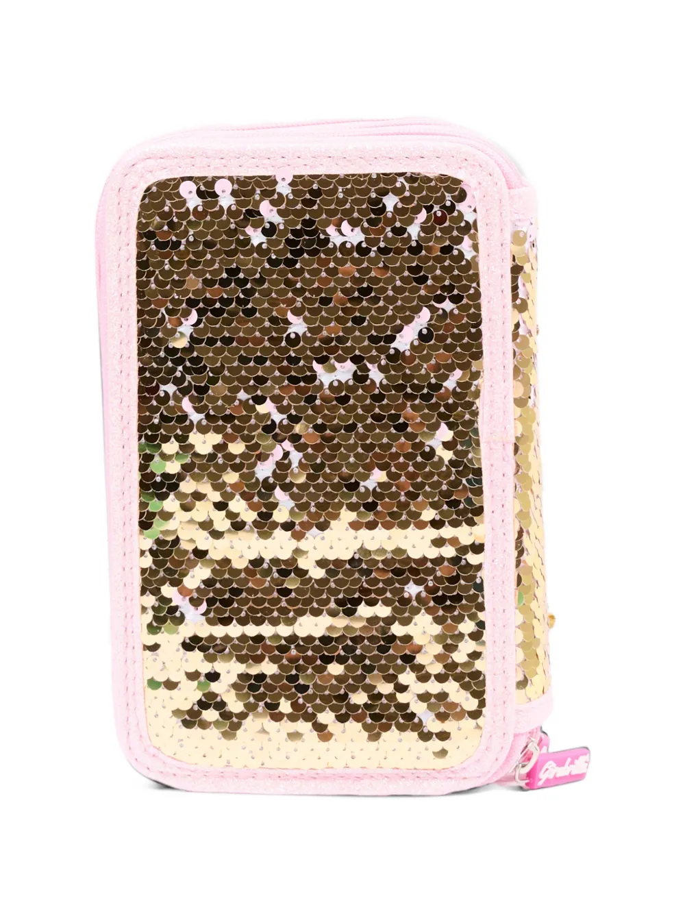 Girabrilla sequin-embellished rainbow-patch pencil case Goud