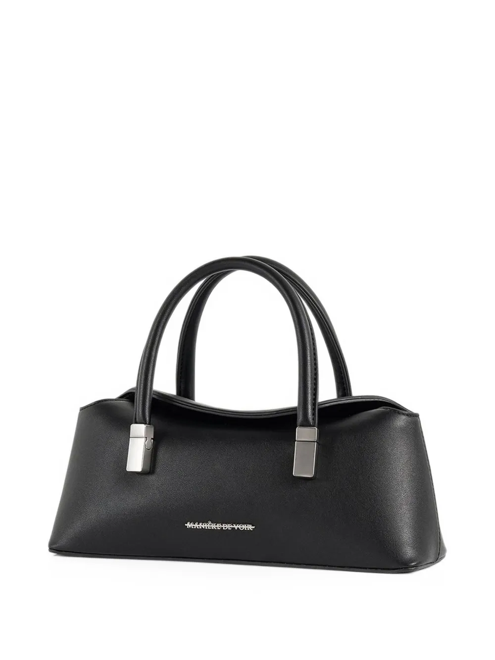 Manière De Voir Annelise in black leather tote bag Zwart