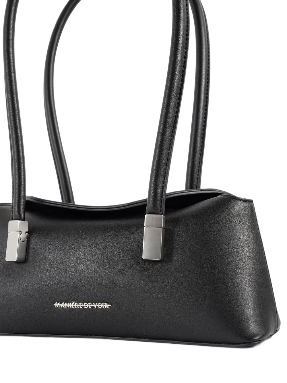 Manière De Voir Annelise in black leather tote bag Zwart