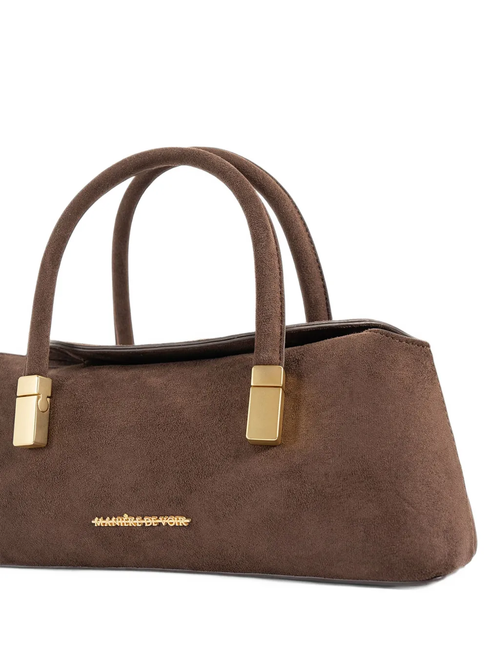 Manière De Voir Annelise in brown suede tote bag Bruin
