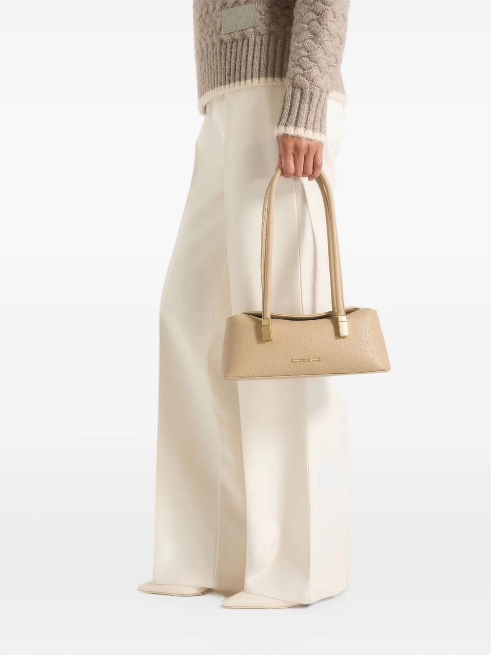 Manière De Voir Annelise in beige pebbled leather bag - Nude