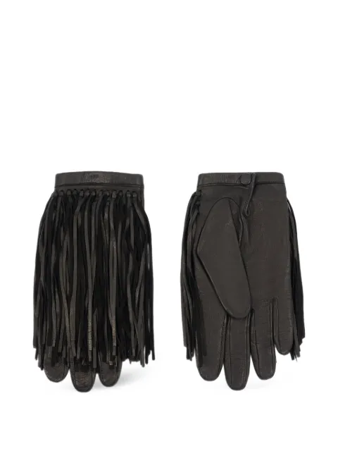 Carven fringe-detail leather gloves