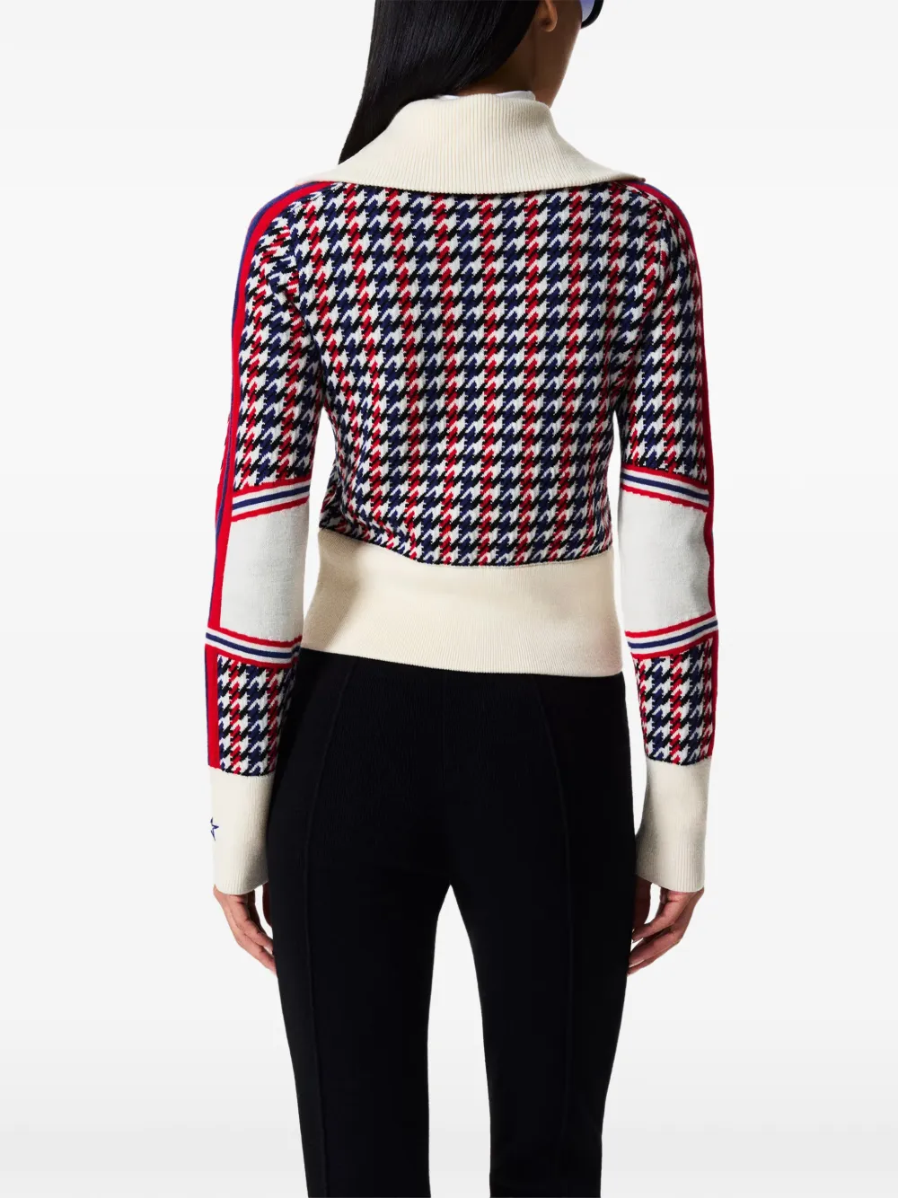 Perfect Moment merino wool houndstooth cardigan Beige