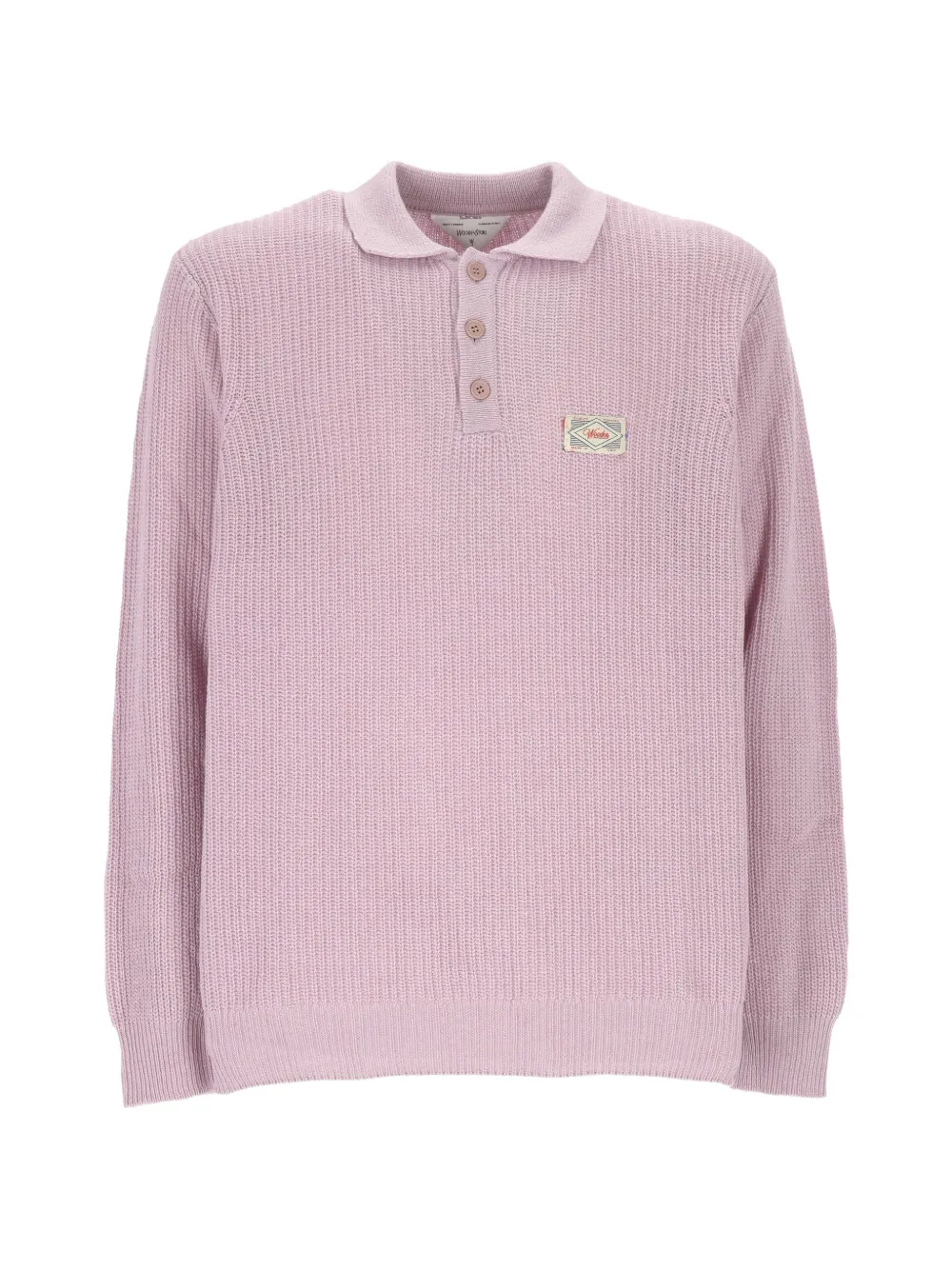 Wood Wood logo-patch waffle-knit sweater - Violet Wood Wood logo-patch waffle-knit sweater - Violet