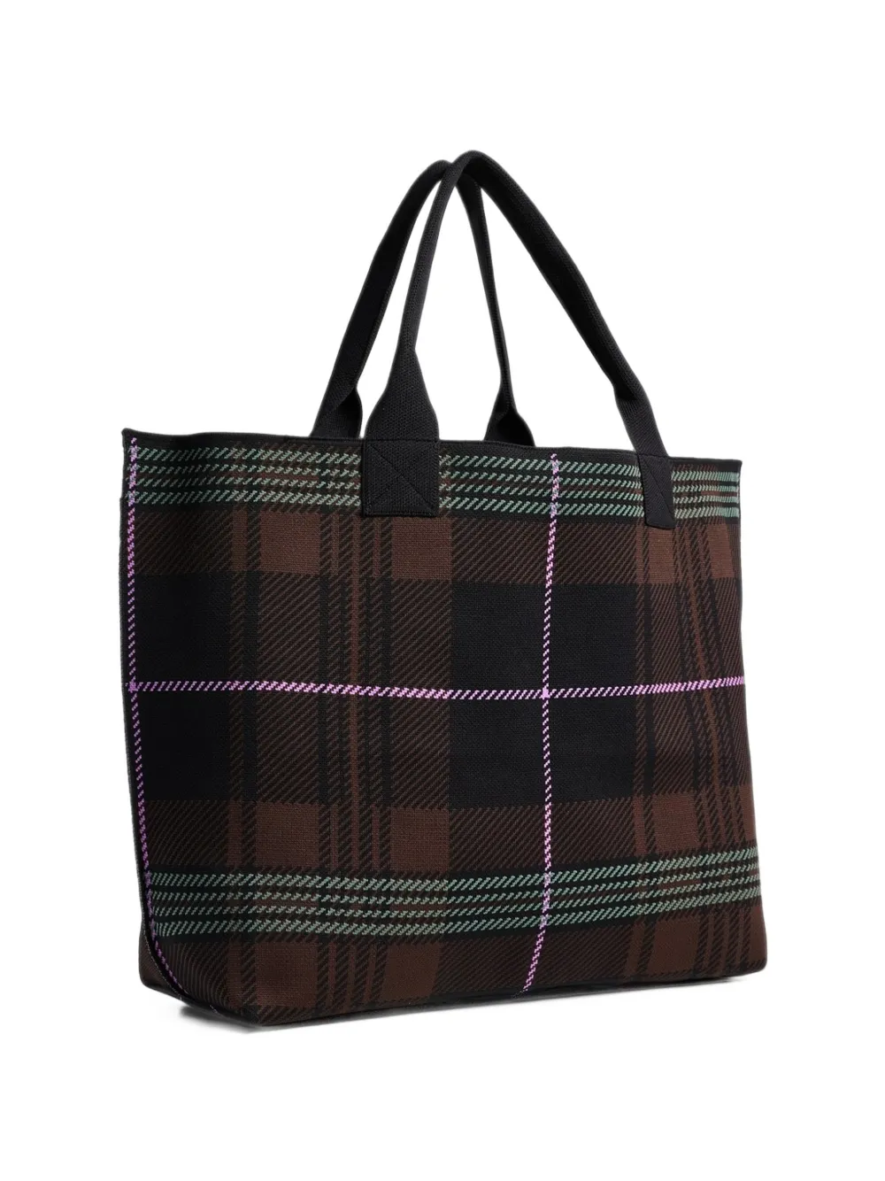 GANNI medium Knit Easy check-pattern tote bag Bruin
