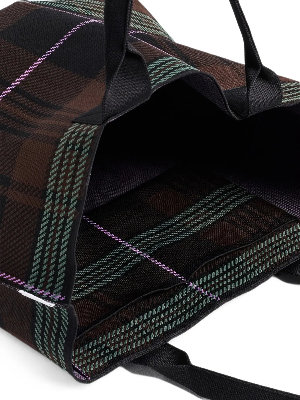 GANNI medium Knit Easy check-pattern tote bag Bruin