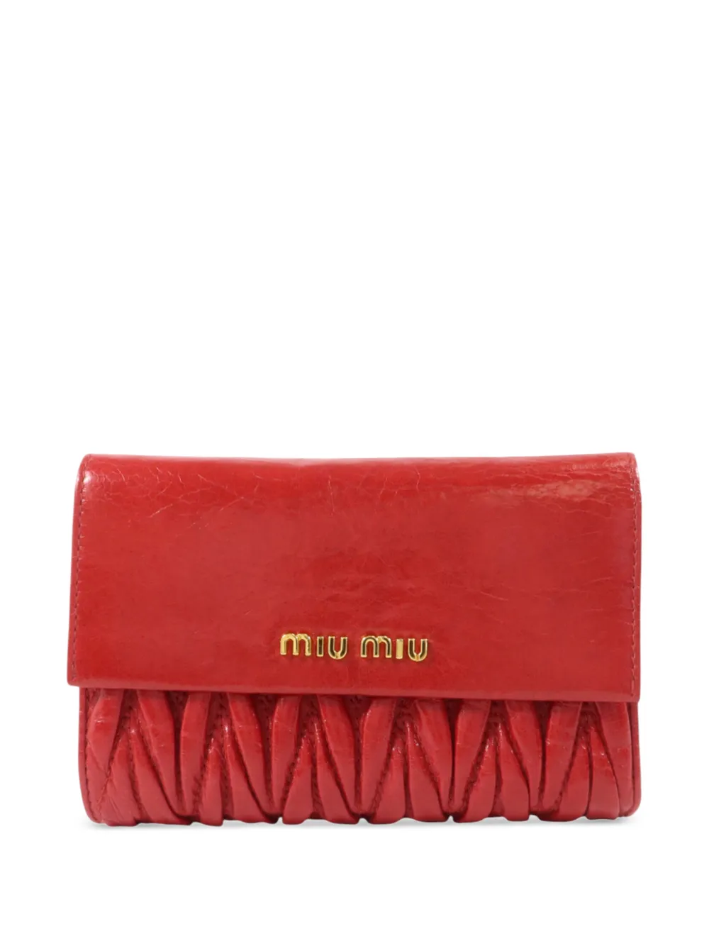 Miu Miu Pre-Owned matelassé leather trifold wallet - Rosso
