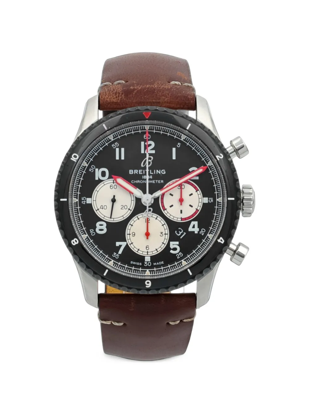 Pre-owned Breitling Logo-detail 43mm Watch In Black